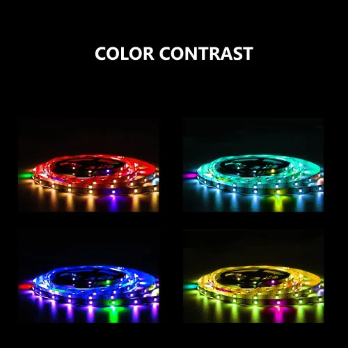 Vista 2 de WS2812b - Tira de luces LED direccionables individualmente de 9.8 pies, 30 píxeles/m, luces LED inteligentes, aplicación Bluetooth, control remoto