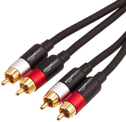 Vista 7 de Amazon Basics Cable de audio RCA de 2 contactos para amplificador, altavoces activos o subwoofer con conectores chapados en oro, 1,2 m, negro