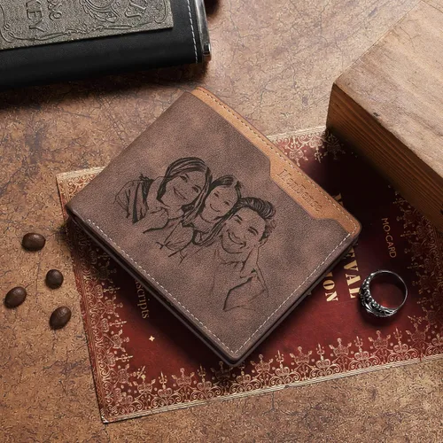 Vista 3 de Carteras personalizadas para hombres con foto y nombre, cartera personalizada con imagen y nombre para hombres, marido, novio, papá, hijo, tío