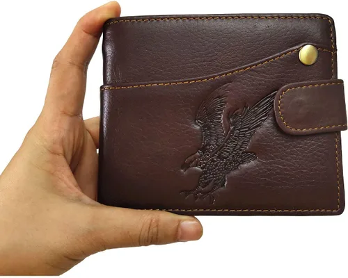 Vista 78 de Hombres Cool Eagle Wolf Caballo Totem Cuero Vaca Vertical Cartera Cremallera Multi-tarjeta Titular, Tótem de caballo, Minimalista