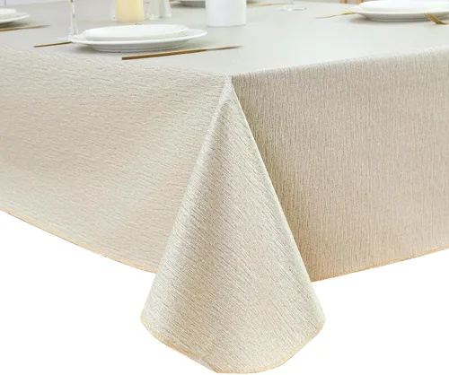 Vista 28 de LIBERECOO Mantel de vinilo resistente con reverso de franela, mantel de plástico impermeable a prueba de aceite, resistente a las manchas, lavable