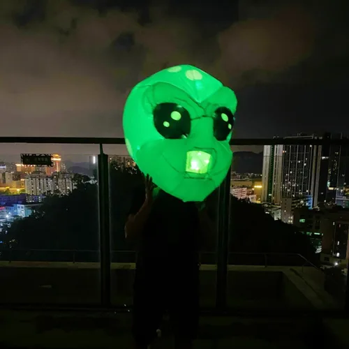 Vista 6 de Adult inflatable Costumes with Led Light Up Alien Dinosaur Skull Head