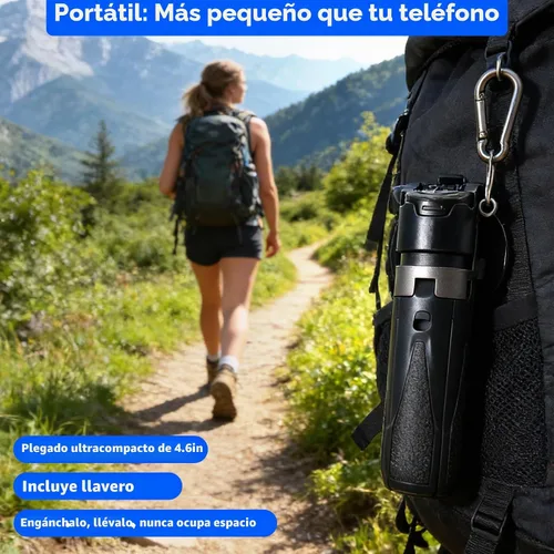Vista 4 de Mini palo selfie magnético para iPhone y Android, con control remoto Negro