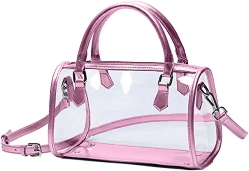 Vista 10 de Bolso transparente para mujer, bolso de hombro con asa superior, bolso de PVC Negro