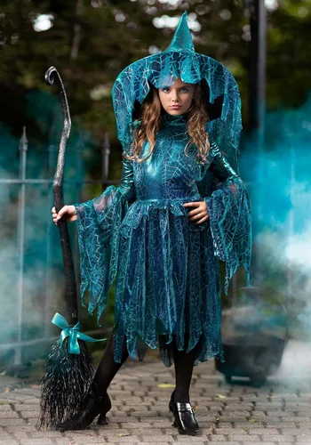 Vista 2 de Disfraz de bruja de araña con luz de luna para niña