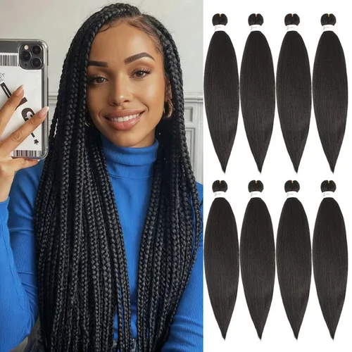 Vista 10 de Firstcyh Hair Cabello trenzado preestirado de 12 pulgadas, cabello trenzado 1B para mujeres negras, 8 paquetes de cabello trenzado bohemio