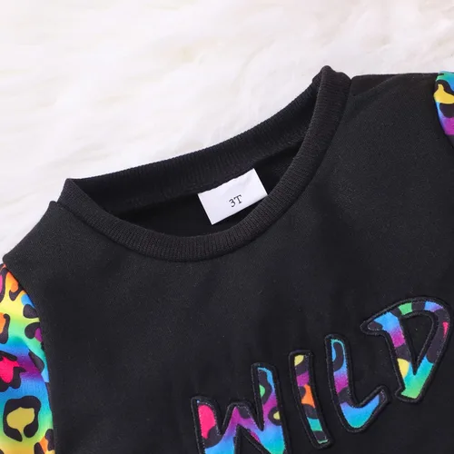Vista 3 de NUBEEHOHO Conjunto de ropa de 2 piezas de manga larga con cuello redondo y estampado de animales de dibujos animados para niñas de otoño e invierno