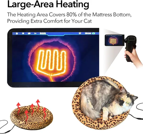 Vista 2 de Cama térmica USB para gatos de 16 pulgadas para gatos y perros Negro
