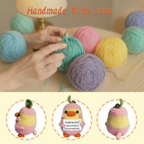 Vista 4 de Regalos de agradecimiento para mujeres, mamá, amigas, compañeras de trabajo, pato de ganchillo de apoyo emocional de felpa, ganchillo positivo hecho