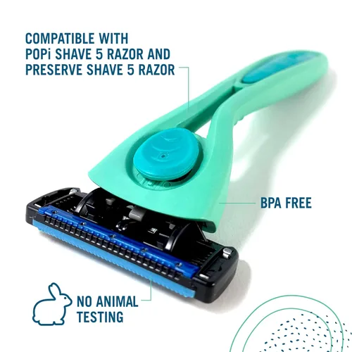 Vista 2 de Preserve Shave 5 Maquinilla de afeitar recargable de cinco hojas, hecha de materiales reciclados, rosa coral