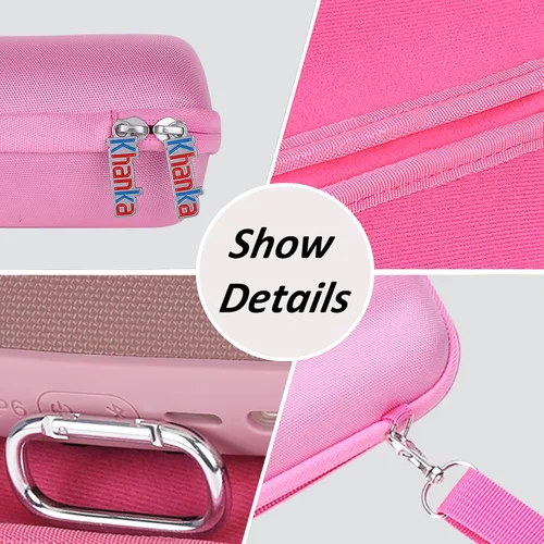 Vista 3 de Khanka Funda rígida de viaje + funda de silicona de repuesto para altavoz Bluetooth portátil impermeable JBL Flip 6 (rosa) EVA Hard Shell