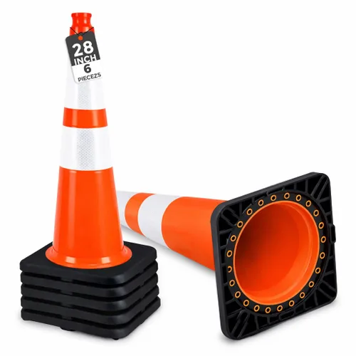 Vista 9 de BESEA Paquete de 4 conos de tráfico rojos de 12 pulgadas con collar reflectante de 4 pulgadas, conos de seguridad de PVC resistentes con base de 8.5
