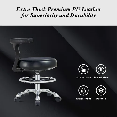 Vista 5 de Silla rodante con respaldo y anillo de pie ajustable resistente