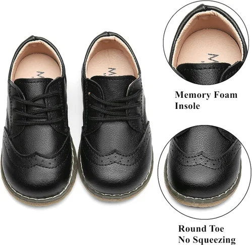 Vista 9 de DADAWEN - Zapatos de vestir para niña con cordones para uniforme de Oxford, cómodos, mocasines (niños pequeños)
