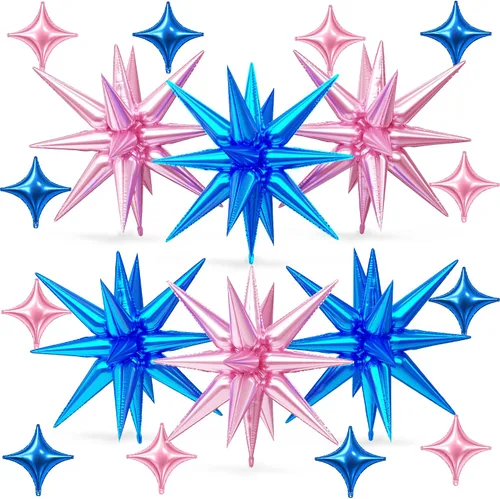 Vista 21 de Globos de estrella rosa, 18 piezas de papel de aluminio para niñas