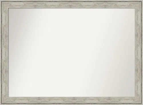 Vista 546 de Amanti Art Espejo de baño plateado para sobre el fregadero, 28 x 37 pulgadas, elegante espejo rectangular de peltre cepillado, marco de madera