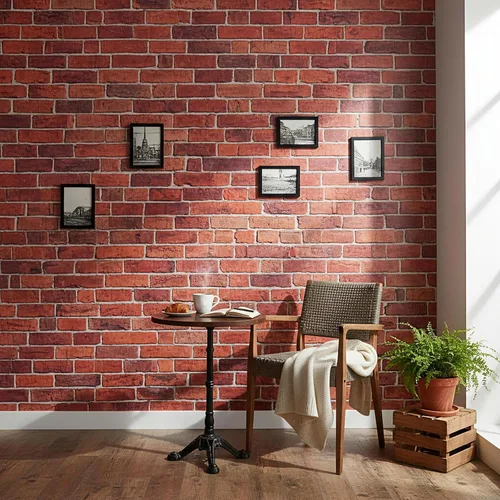 Vista 3 de VitalCozy Fondo de pared de ladrillo de Navidad de 4 x 30 pies, decoración de chimenea de ladrillo sintético, fondo de fotografía para baby shower