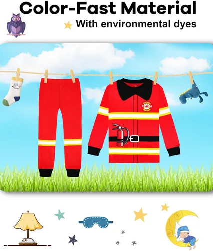 Vista 7 de KOBERO Boys Pajamas 4 Pieces Long Set 100% Cotton Sleepwear Size 18 Months-12 Years