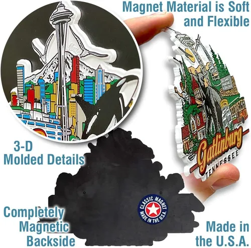 Vista 3 de Imán de Gatlinburg City de Classic Magnets, recuerdos coleccionables de goma 3D estilo vintage y regalos fabricados en los Estados Unidos, 3.8 x 3.4