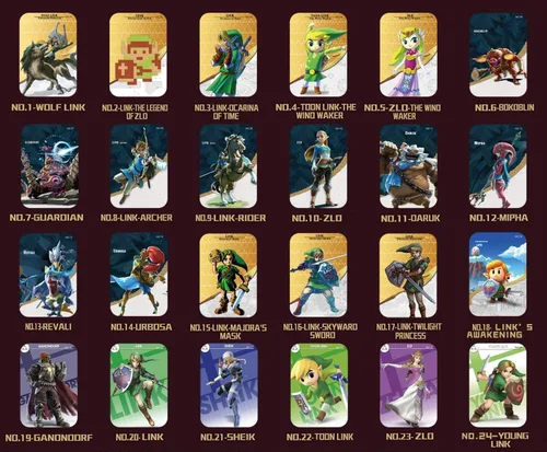 Vista 4 de Caja de 32 tarjetas Zleda NFC para TLOZ Amllbo Compatible Switch Games BOTW Link