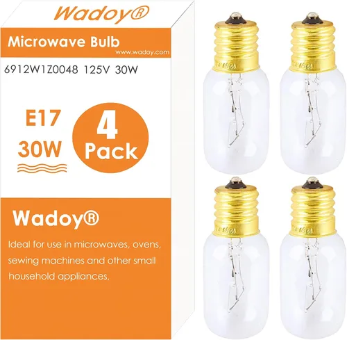 Vista 9 de Wadoy Bombilla de microondas compatible con LG, Frigidaire, Kenmore, Whirlpool, GE Range Microondas, 6912W1Z004B 125V 30W E17, bombilla de repuesto