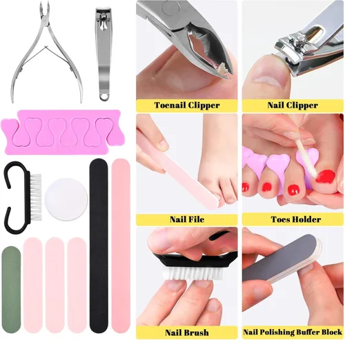 Vista 5 de Kit profesional de cuidado de pies, juego de pedicura de 30 piezas con lima de pies, afeitadora de callos, removedor de piel dura (negro)