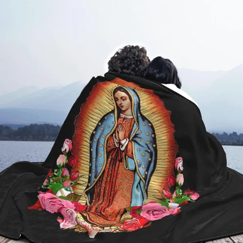 Vista 7 de Manta Virgen María de Nuestra Señora de Guadalupe, suave y acogedora, para sofá, cama, caravana, 40 x 30 pulgadas
