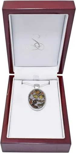 Vista 2 de Starborn Sericho Pallasite Meteorito Colgante Collar (22") Amarillo, Metal, no aplica