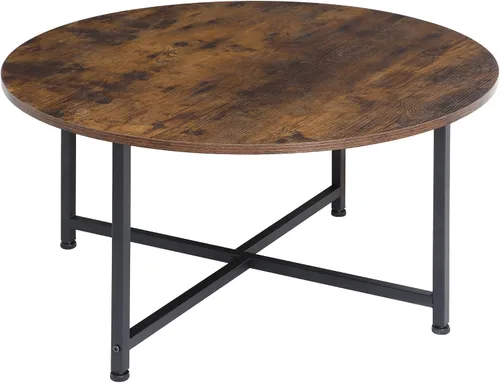 Vista 9 de ZenStyle Mesa de centro redonda, escritorio de cóctel de estilo industrial, mesa de té de ocio moderna, mesa de comedor de cocina para sala