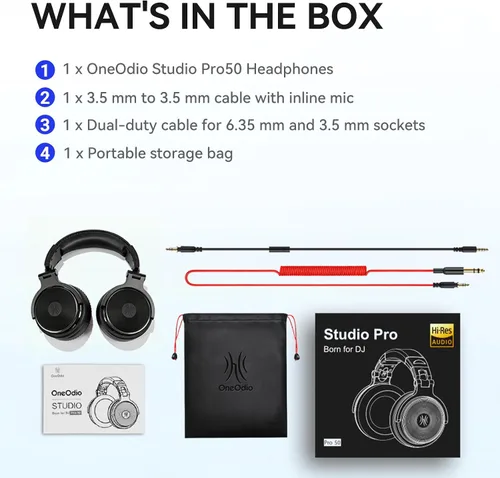 Vista 10 de OneOdio Hi-Res Auriculares de sobreoído para monitorización y mezcla en estudio, aislamiento de sonido, almohadillas de piel de proteína, unidad