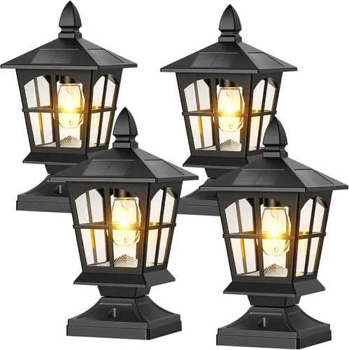 Vista 13 de Brightever 4x4 Post Solar Lights with Warm White Edison Bulb, 1 Pack Black Negro