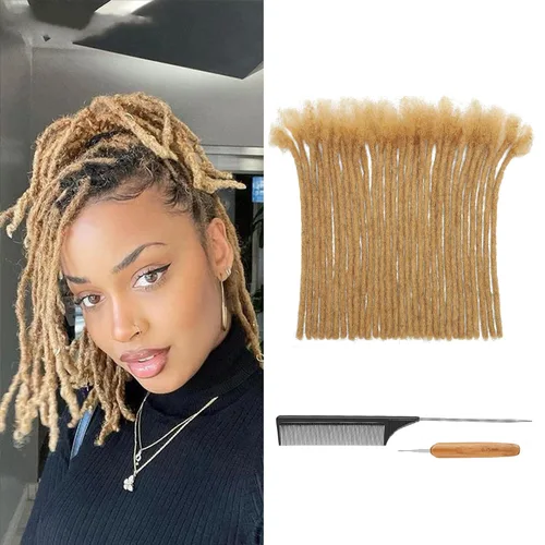 Vista 37 de Extensiones de Rastas de Cabello Humano 0.4cm de Grosor 4 Pulgadas 20 Hebras 100% Cabello Humano Real para Hombres/Mujeres/Niños Completamente