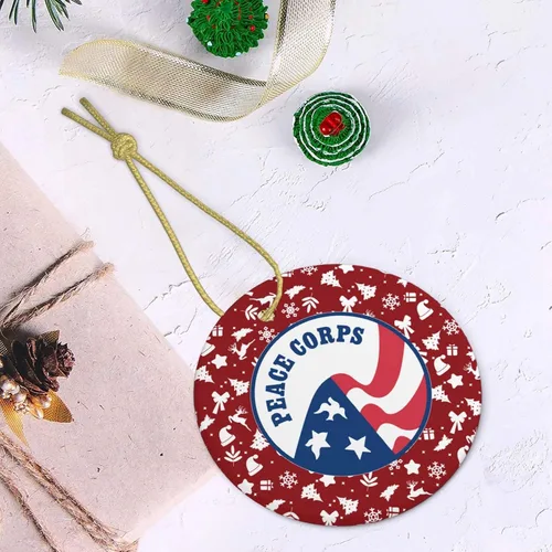 Vista 7 de Peace Corps Adornos de Navidad, adornos de cerámica redondos de porcelana, adorno de árbol de Navidad, oficina, decoración del hogar, recuerdos