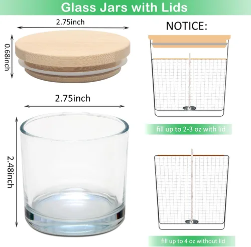 Vista 3 de MILIVIXAY Paquete de 20 tarros de vela de vidrio transparente de 4 onzas con tapas y kits de fabricación de velas, tarros pequeños vacíos a granel
