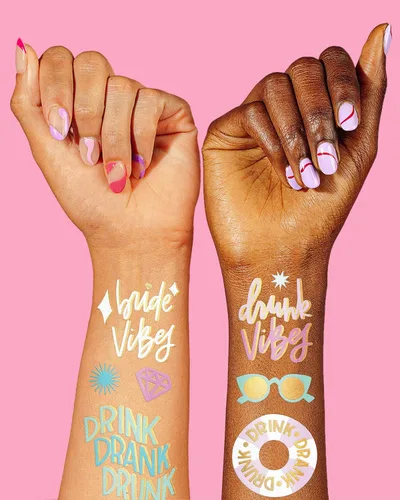 Vista 3 de xo, Fetti Bride Vibes - Tatuajes de despedida de soltera - 32 estilos de purpurina Decoración de fiesta de bach, regalo de dama de honor, regalo