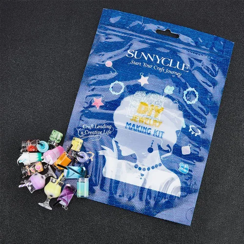 Vista 7 de SUNNYCLUE 1 caja de 7 estilos de té con leche y frutas, mini botella, colgantes de helado de Boba para bebidas de imitación, joyería de vidrio, 28