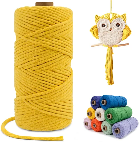 Vista 38 de Cuerda de macramé de una sola hebra de 0.197 in x 110 yardas, cuerda de macramé de algodón natural de 0.197 in, cuerda de algodón grueso para colgar