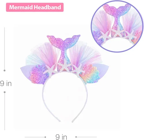 Vista 6 de Vestido de princesa unicornio, disfraz, joyas y diadema para niñas pequeñas Princesa sirena 9