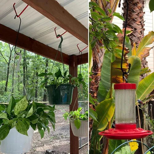 Vista 5 de YourGift Paquete de 6 ganchos en S extralargos y resistentes de 10 pulgadas para plantas colgantes, armario, flores, canastas, jardín, patio, Negro