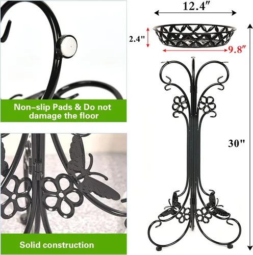 Vista 6 de Sungmor Soportes de metal ligeros para macetas – Paquete de 2 soportes negros de 29.7 pulgadas de alto – Soporte de contenedor para plantas