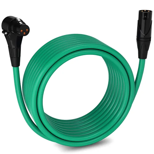 Vista 119 de LyxPro Cable de micrófono XLR hembra a macho de ángulo recto de 3 pines de 1.5 pies para altavoces amplificados, interfaz de audio, rendimiento