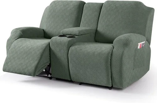 Vista 15 de VANSOFY Funda de sofá reclinable con consola central, funda elástica para sofá reclinable de 2 asientos, funda de sofá reclinable de jacquard