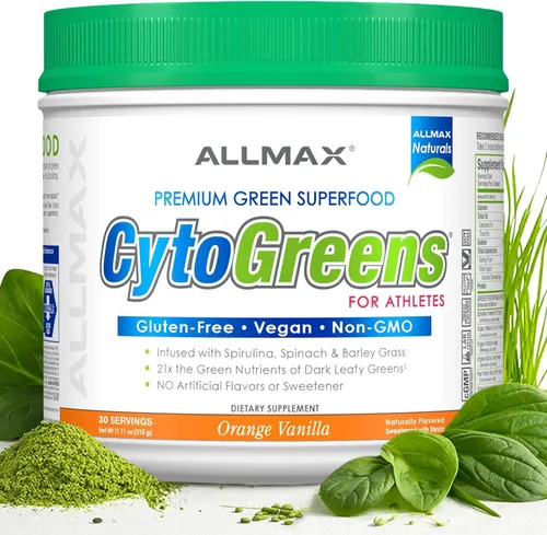 Vista 12 de ALLMAX CytoGreens Super Greens en polvo, té verde de bayas de acai, 60 porciones