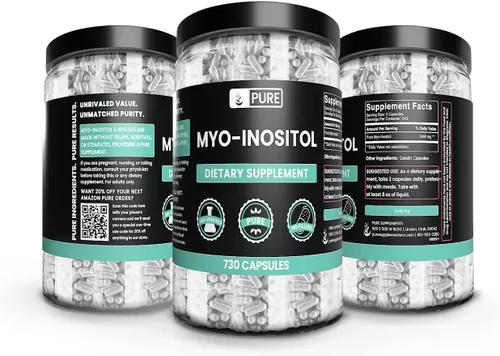 Vista 4 de Pure Original Ingredients Myo-inositol (730 cápsulas) sin magnesio o rellenos de arroz, siempre puro, verificado por laboratorio