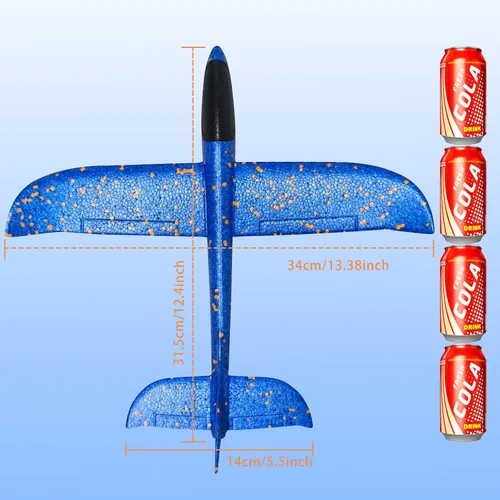 Vista 5 de VCOSTORE Paquete de 2 aviones de espuma de catapulta para niños, aviones planeadores de espuma de 13.3 pulgadas, aviones de espuma de poliestireno