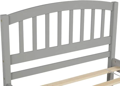 Vista 6 de SOFTSEA Base de cama de plataforma individual con nido y cabecero, cama de plataforma de madera con nido y cabecero, marco de cama nido extraíble