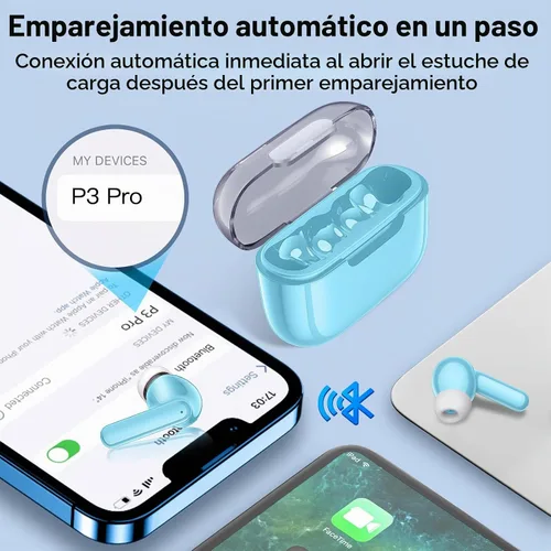 Vista 2 de kurdene Auriculares inalámbricos, Bluetooth 5.3 auriculares intrauditivos ligeros con sonido de graves profundos, auriculares de 48 horas de Blanco