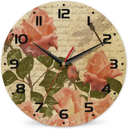 Vista 14 de Reloj para sala de estar, reloj de pared de vino abstracto, reloj de pared de madera vintage, silencioso sin tictac, funciona con pilas, números