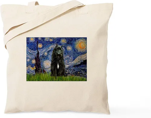 Vista 22 de CafePress The Starry Night by Vincent Van Gogh - Bolsa de lona reutilizable de lona beige, Caqui, S