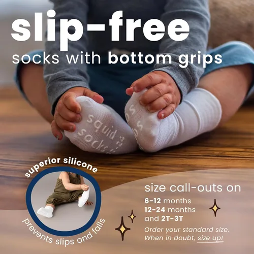 Vista 64 de squid socks Calcetines de viscosa de bambú 0-6M, 6-12M, 12-24M y 2T-3T Calcetines que se mantienen puestos